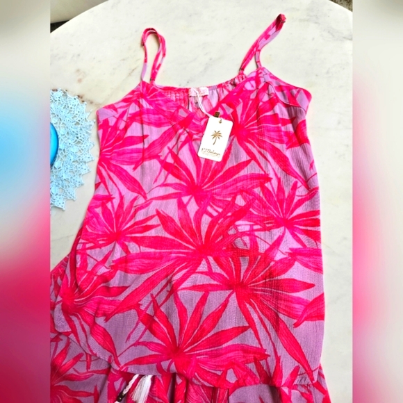 NWT P.J. Salvage Tranquil Palms cami (L) & shorts (M) set in lilac/fuschia - Picture 6 of 14